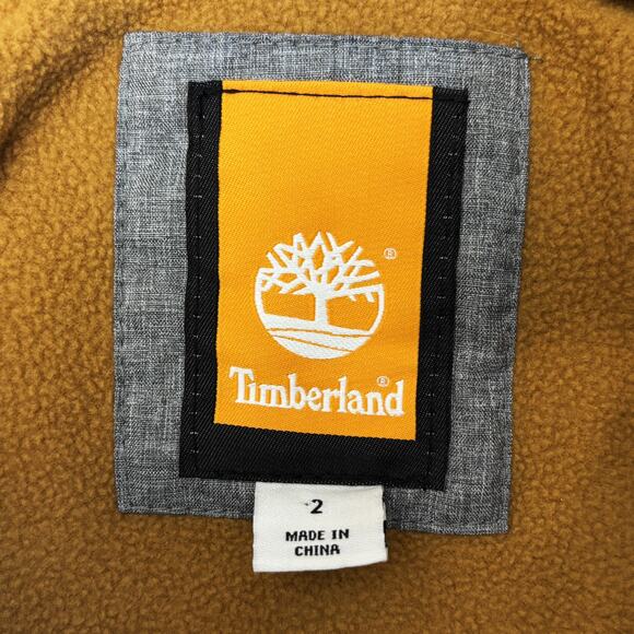 Timberland Puffer Jacket Boys 2 Gray Black Color Block Hooded Coat Outdoors Kids - Picture 4 of 8